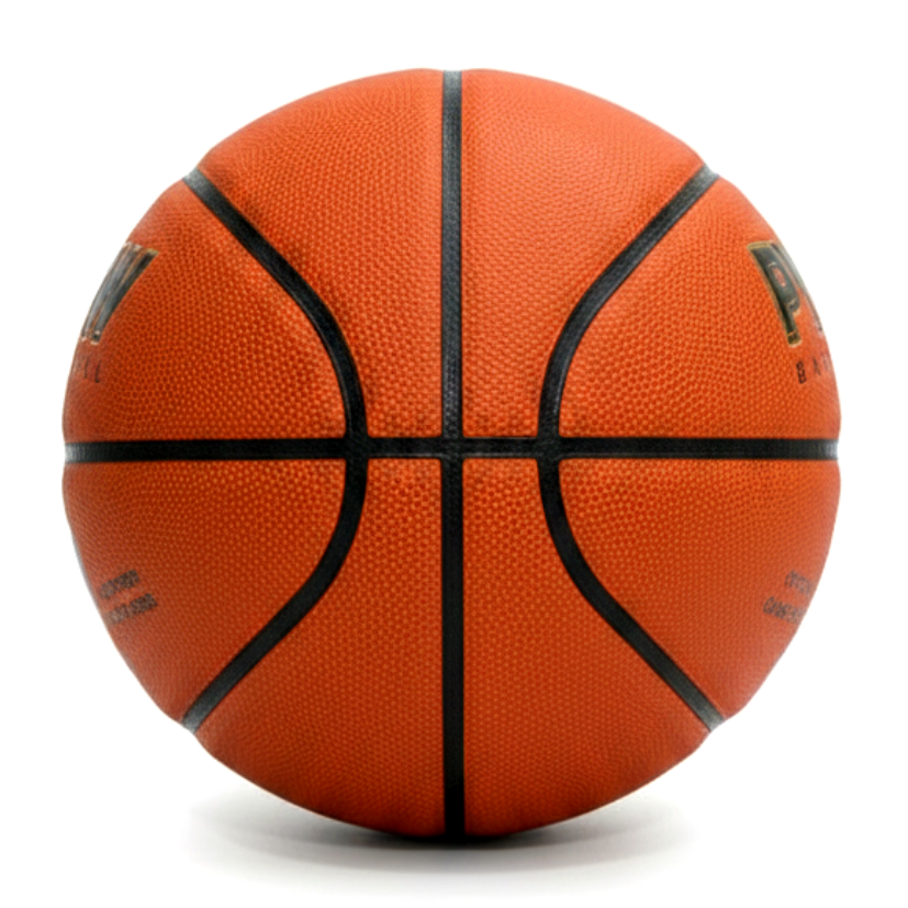 PYOW Basketball with black seams on a white background